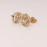 Versatile Earrings Semi Mount w Halo of Diamonds