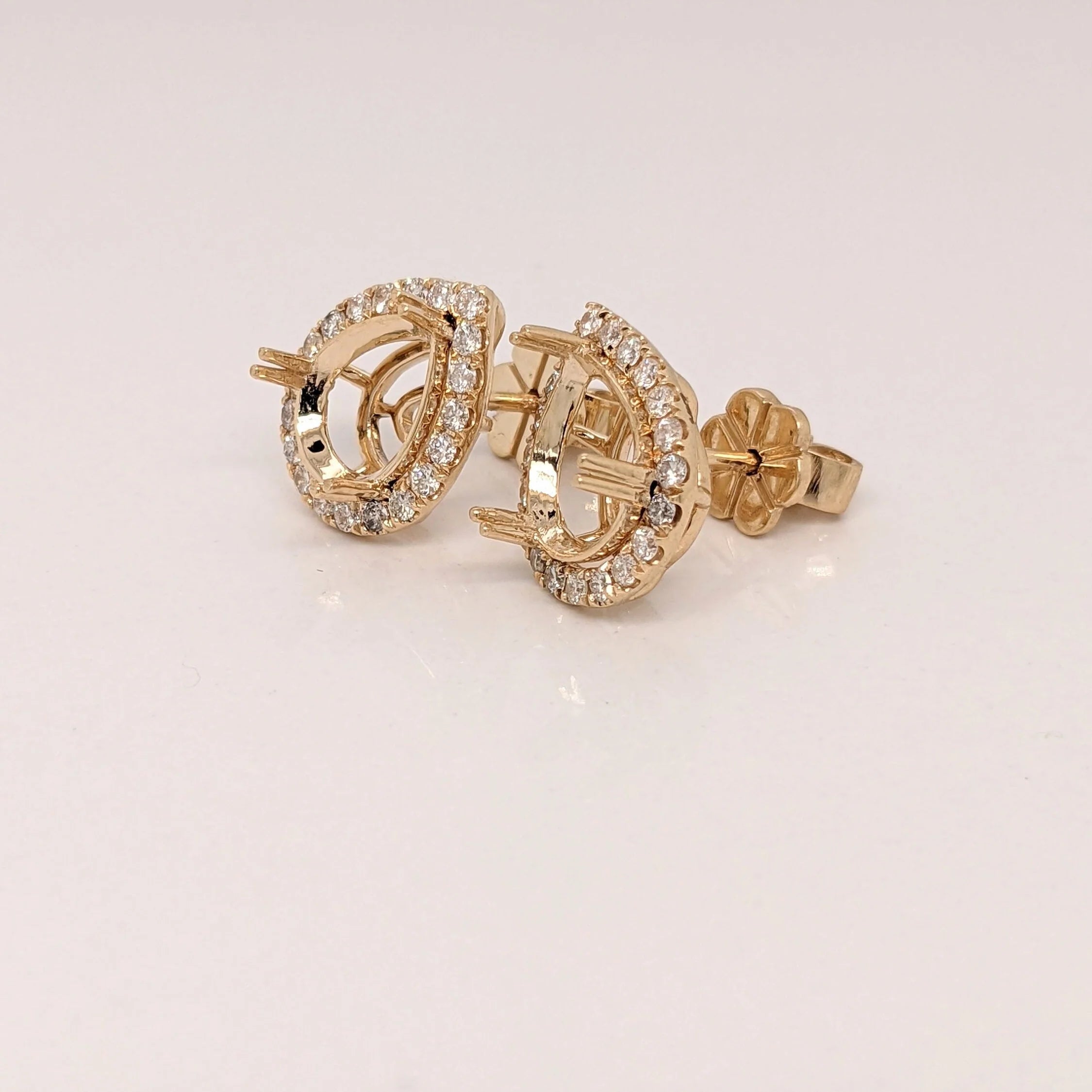 Versatile Earrings Semi Mount w Halo of Diamonds