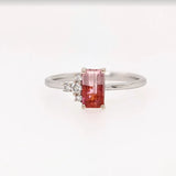 Asymmetrical Diamond Accented Ring Setting | Emerald Cut 6x4mm 7x5mm 8x6mm
