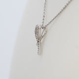 Ribbon Pendant with Natural Diamonds: Solid 14K White Gold  - Elegant Fine Jewelry Necklace