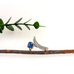Sarah 14K White Gold 2cts Ceylon Sapphire Diamond Ring | Round 7mm
