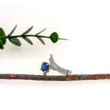 Sarah 14K White Gold 2cts Ceylon Sapphire Diamond Ring | Round 7mm