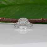 14K white gold oval lab grown diamond ring with diamond accents