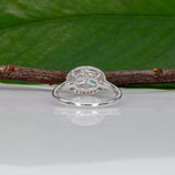 14K white gold oval lab grown diamond ring with diamond accents