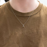 Ribbon Pendant with Natural Diamonds: Solid 14K White Gold  - Elegant Fine Jewelry Necklace