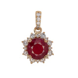 1.9Ct Madagascar Ruby Pendant with Earth Mined Diamond Accents in Solid 14K Gold – 6.5mm Round Gemstone Fine Jewelry
