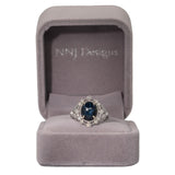 4Ct Star Sapphire Ring with Earth-Mined Diamond Accents in Solid 14K Gold – 10x8mm Bold Statement Gemstone Ring for Engagement or Fine Jewelry