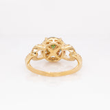 Naya 14k Solid Gold Demantoid Ring with Natural Diamonds Accents | Round 6.5mm