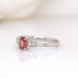 Mridul 14K White Gold Padparadscha Sapphire and Diamonds Ring | OV 6x4mm