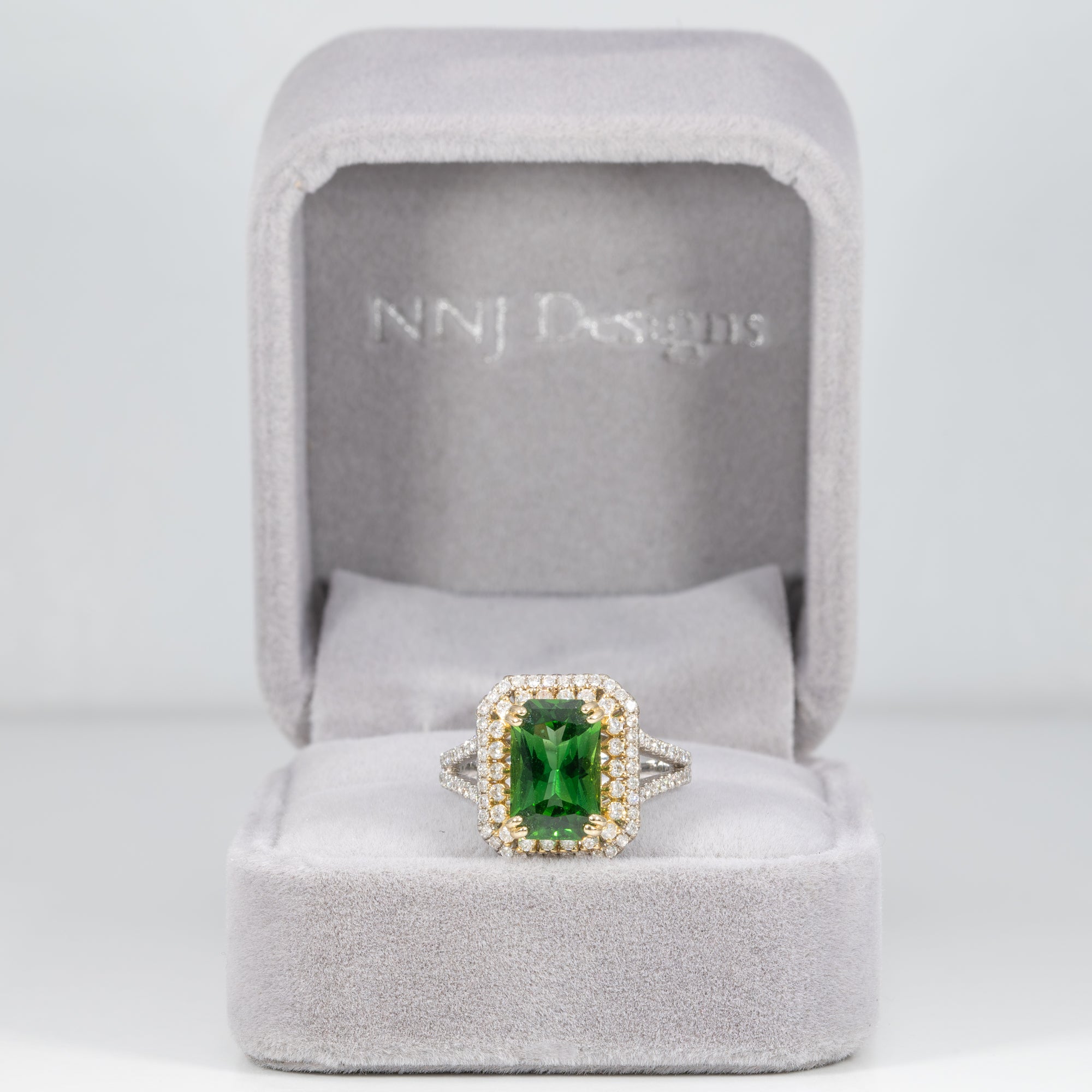 14K white & yellow gold chrome tourmaline ring