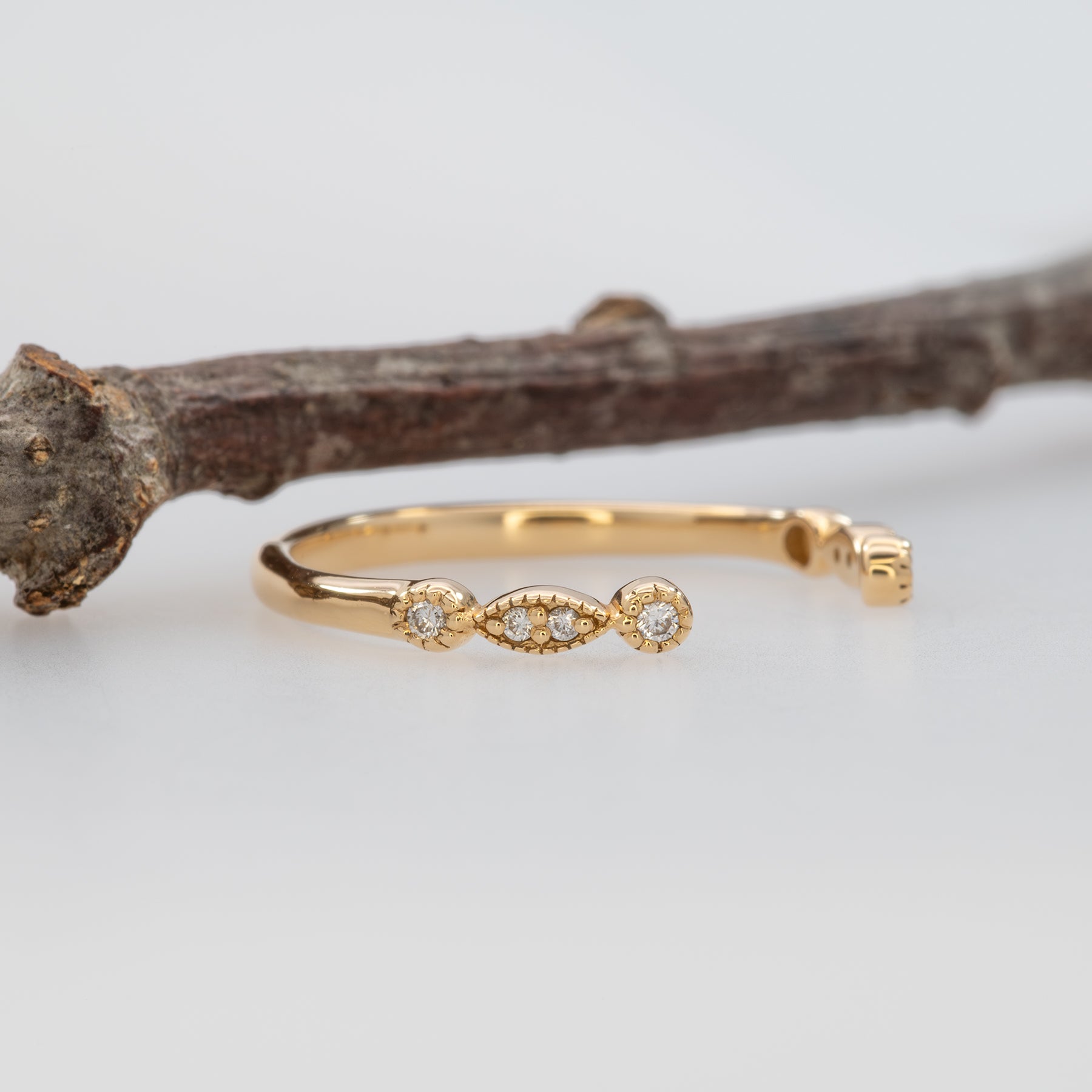 14K yellow gold diamond open stacking band ring