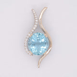 Kiana 7.8Ct Santa Maria Aquamarine Pendant with Natural Diamond Accents in Solid 14K Gold | Fine Blue Gemstone Jewelry