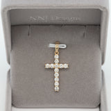 Lab Diamond Cross Pendant in Solid 14K Gold – 3mm Elegant Minimalist Faith Necklace