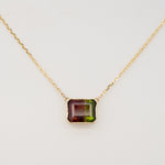 14K yellow gold bi-color tourmaline necklace