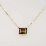 14K yellow gold bi-color tourmaline necklace