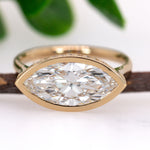 14K yellow gold marquise lab grown diamond ring with diamond accents