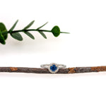 Lynn 14K White Gold 0.42cts AAA Ceylon Sapphire Diamond Ring | Round 4.5mm