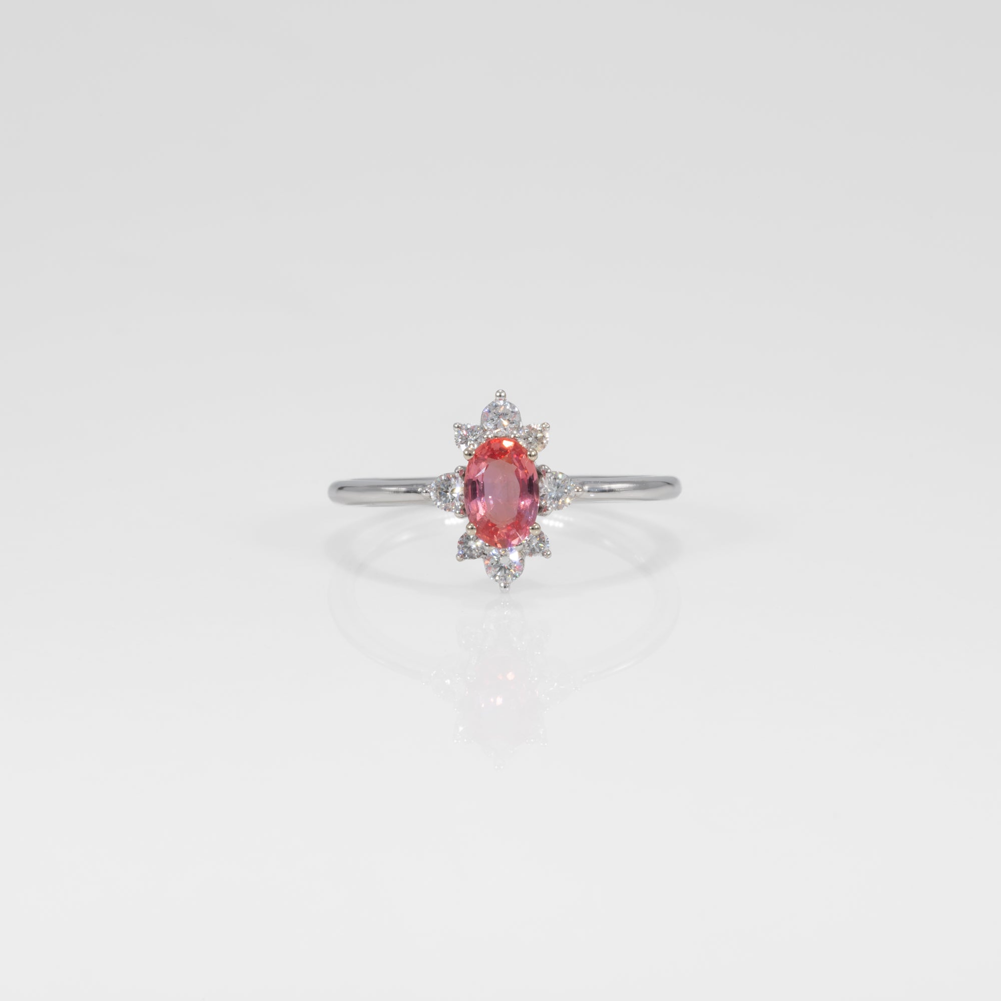 14K white gold padparadscha sapphire ring