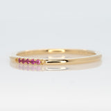 Minimalist Pink Sapphire Ring Band in Solid 14K Gold Jewelry | Thin Stackable Gemstone Ring