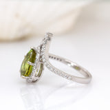Elaine 14K White Gold Sphene and Diamond Ring | Pear 11x7.5mm