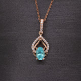 Siddhi 14K Rose Gold Afghan Tourmaline and Diamond Accents Pendant | OV 6x4mm