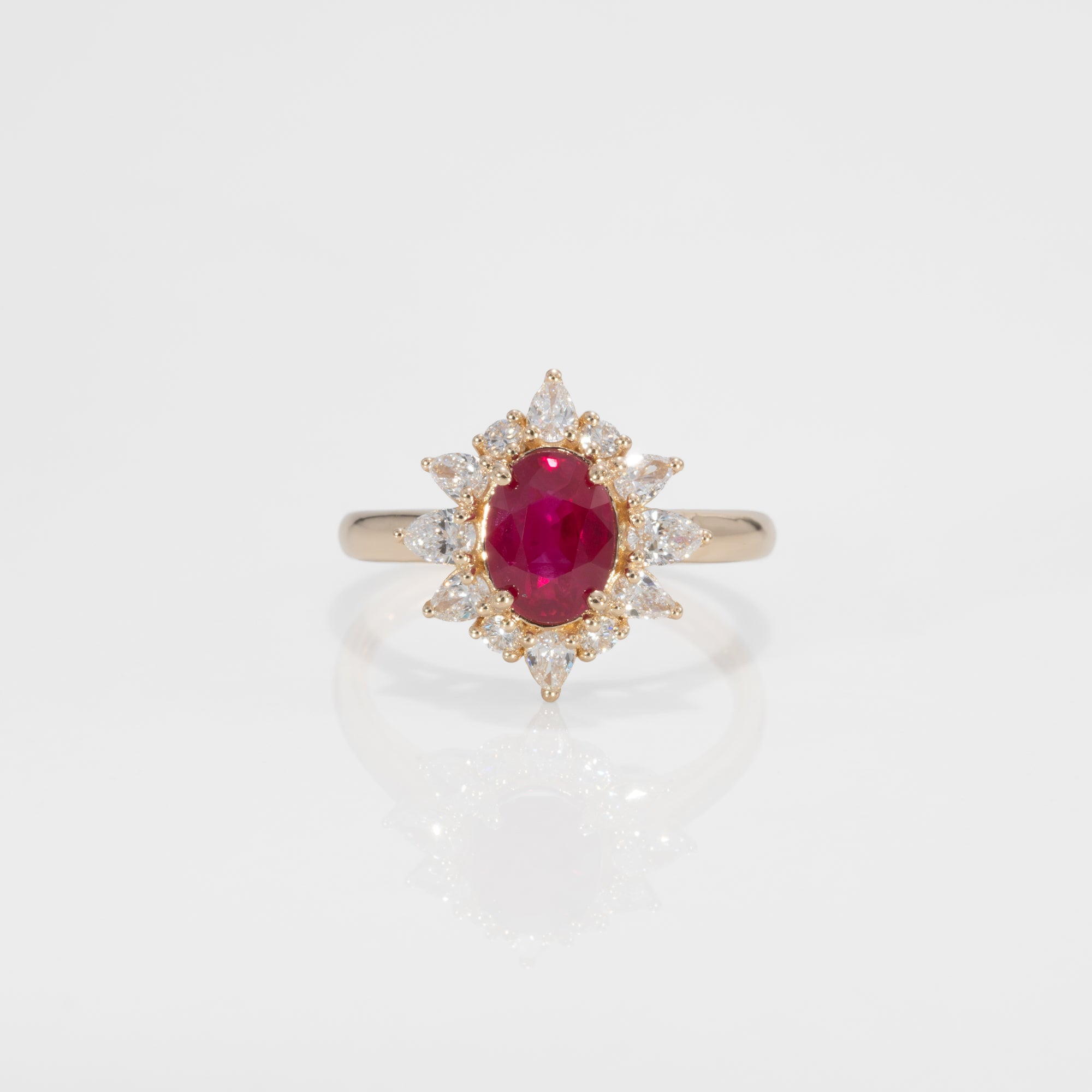 14K yellow gold burma ruby ring