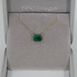 14K Yellow Gold Zambian Emerald Necklace