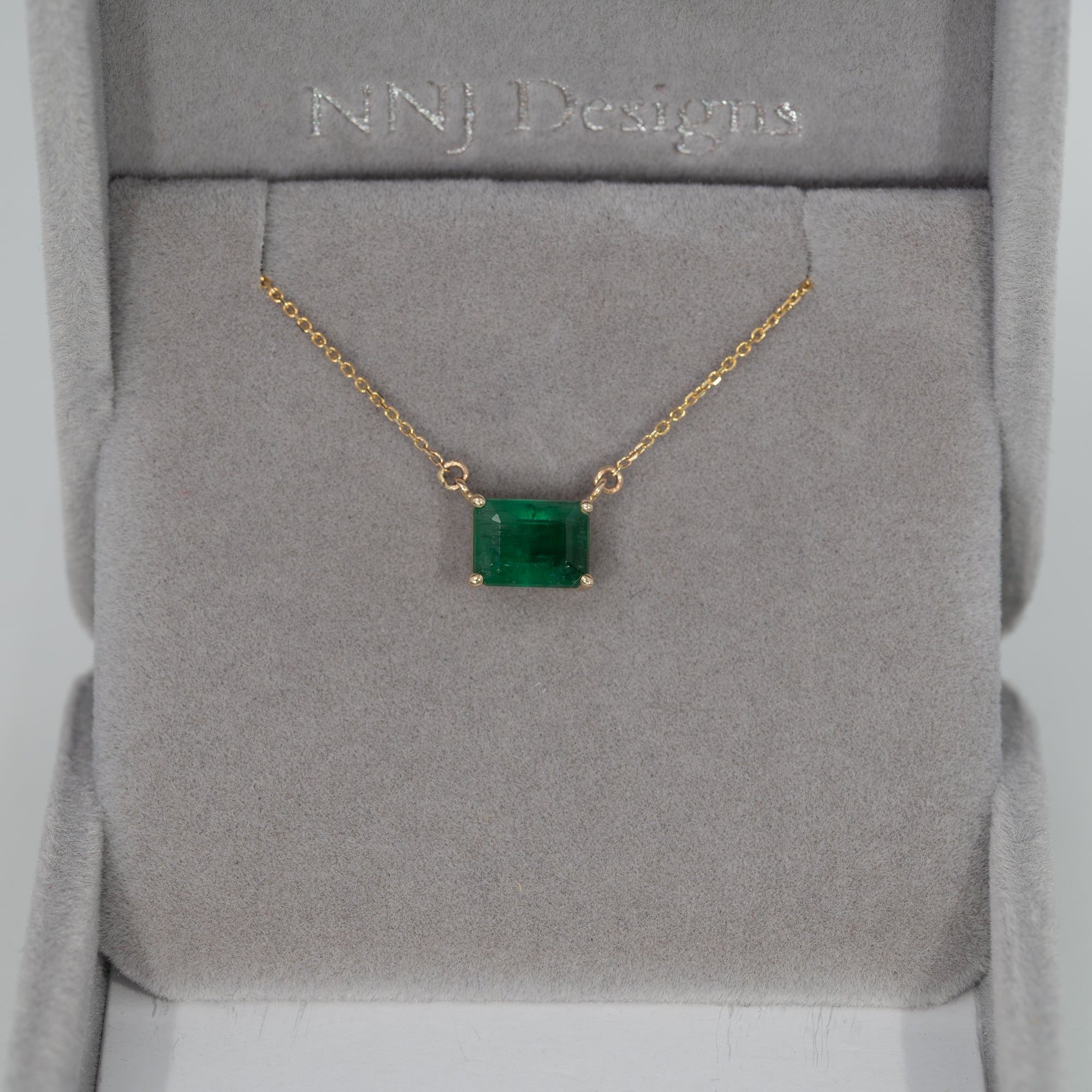 14K Yellow Gold Zambian Emerald Necklace