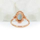 Jovana Solid 14k Gold  Aquamarine Ring with Natural Diamonds Accents, Oval 9x7mm