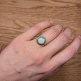 2ct Ethiopian Opal Solitaire Ring in Solid 14K White Gold | RD 10mm