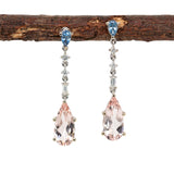 Ayra 14K White Gold Morganite and Aquamarine Dangle Earrings with Natural Diamonds