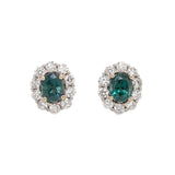 Katie 14K White Gold Alexandrite and Diamond Accents Earrings | Oval 5x4mm