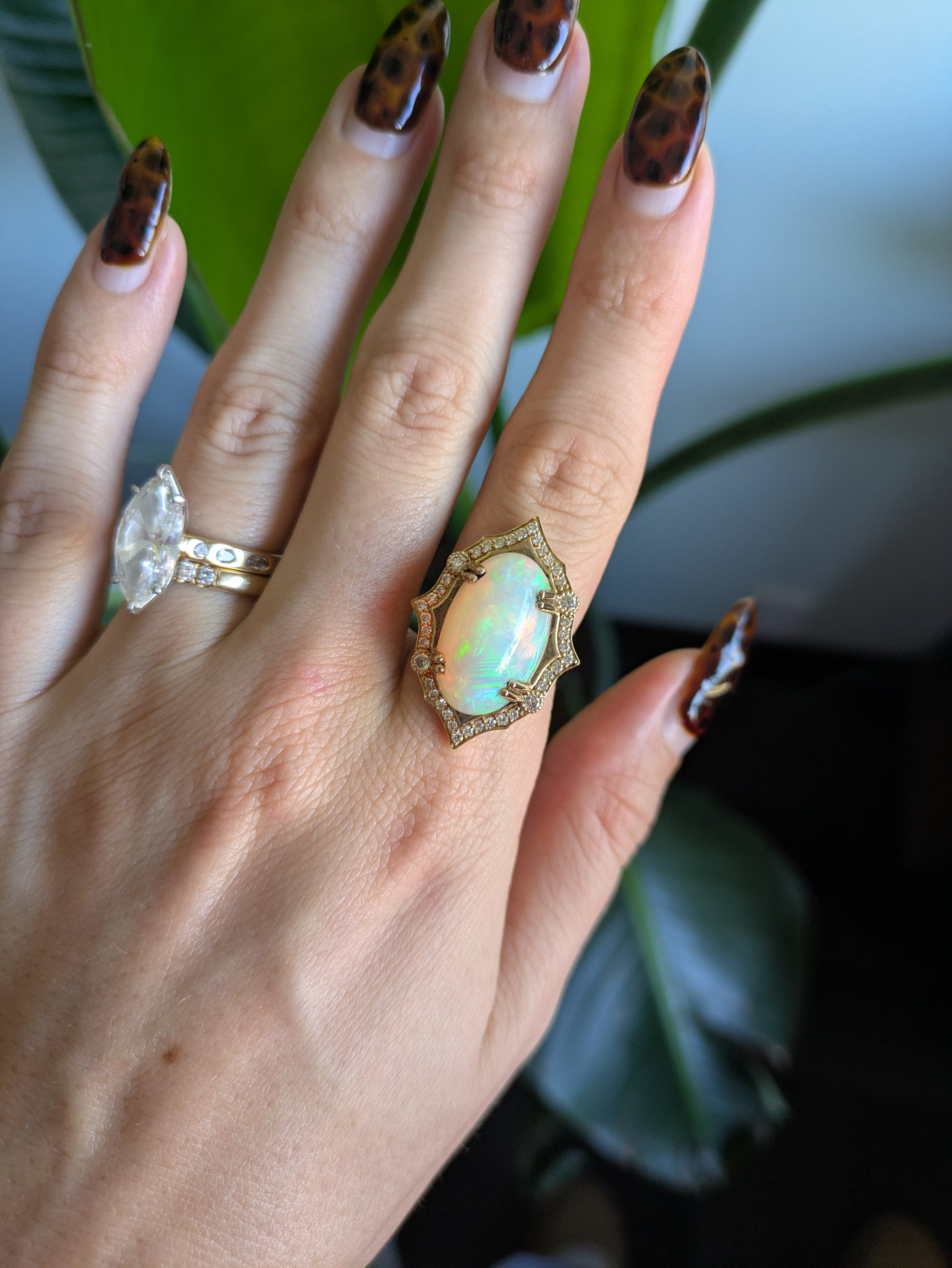 14K yellow gold ethiopian opal ring