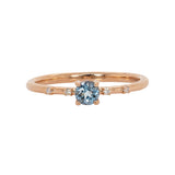Ruhanika 14K Rose Gold Aquamarine Diamond Ring | Round 4mm
