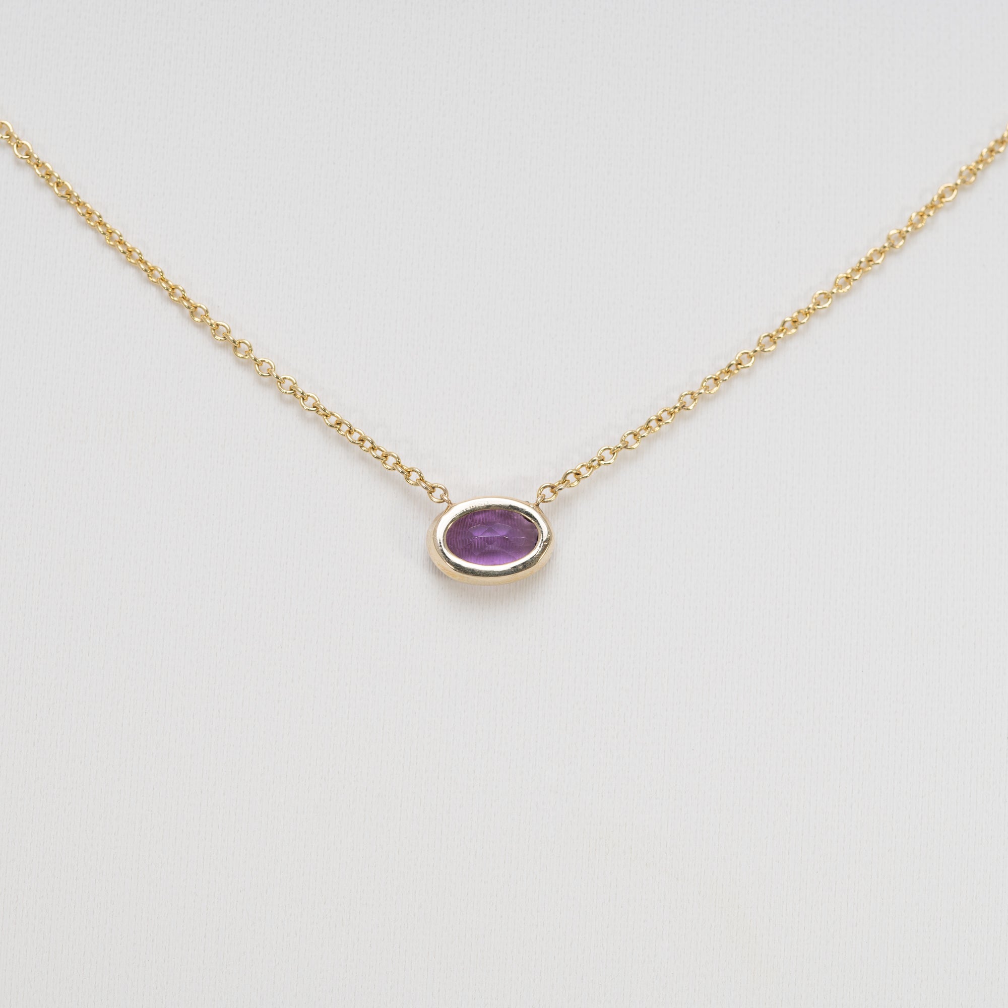 14K Yellow Gold Amethyst Necklace