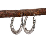 Estate 14K Solid White Gold Hoop Earrings | 23x18mm