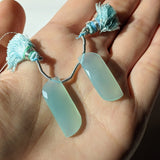 Peruvian Chalcedony || Drilled Matching Pair || Wing Shape - Side Drilled || Beautiful Faceted Gem || 26x10x6mm