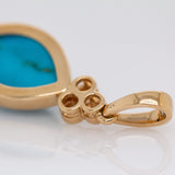 Nadya Solid 14k White Gold Turquoise Pendant with Natural Diamonds Accents, Marquise 14x9mm