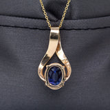 Estate 14K Yellow Gold Tanzanite Solitaire Pendant | OV 10x8mm