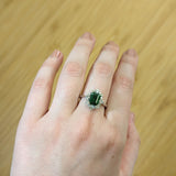 Trisha 14K White Gold Zambian Emerald Diamond Ring | EM 8x6mm