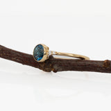 Saffi Solid 14k Gold London Blue Topaz Ring with Natural Diamonds Accents: 5.5mm