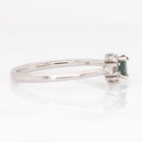 Zinnia Solid 14k White Gold Demantoid Ring with Natural Diamond Accents | Oval 5x4mm