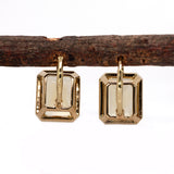 Anvi 14k Solid Yellow Gold Solitaire Citrine Earrings | Emerald Cut 11x9mm