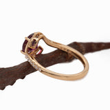 Hardika Solid 14k Gold Purple Garnet Ring with Natural Diamonds Accents, 7mm