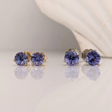 Tanzanite Round Martini Stud Earrings | Solitaire Studs