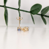 Tanzanite Four Prong Studs in Solid 14K Gold | Round 4mm 5mm