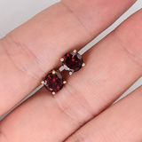 Garnet Four Prong Studs in Solid 14K Gold | Round 6mm