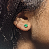 Emerald Four Prong Studs in Solid 14K Gold | Round 4mm 5mm