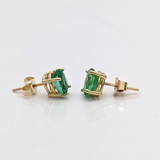 Emerald Studs in Solid 14K Gold | Oval 5x3mm 6x4mm 7x5mm