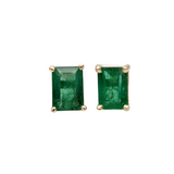 Emerald Studs in Solid 14K Gold | Emerald Cut 7x5mm